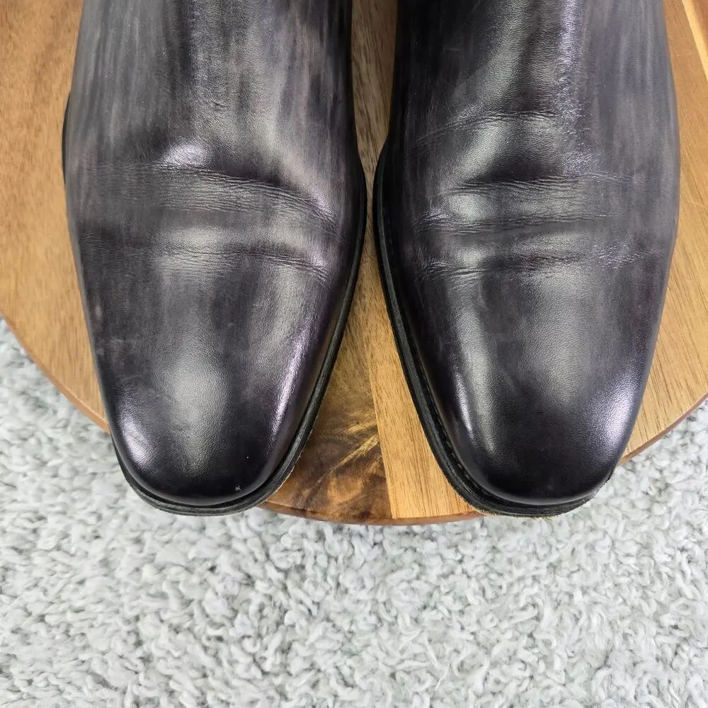 Saks Fifth Avenue by Magnanni Mens 12M Gray Smooth Leather Casual Chelsea Boot